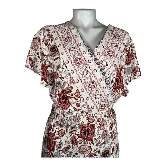 HALCYEEN Elegant Boho Maxi Dress with Flowing Silhouette White/ red flowers XXL - Picture 8 of 14